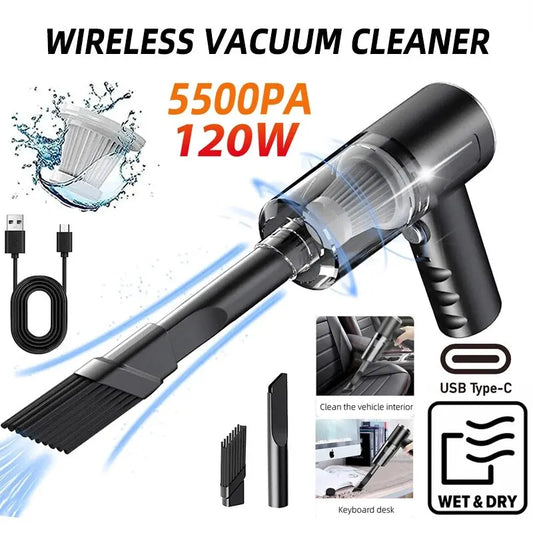 1PC Wireless Vacuum Cleaner Dual Use for Home and Car 120W High Power Powerful Vacuum Cleaner Black